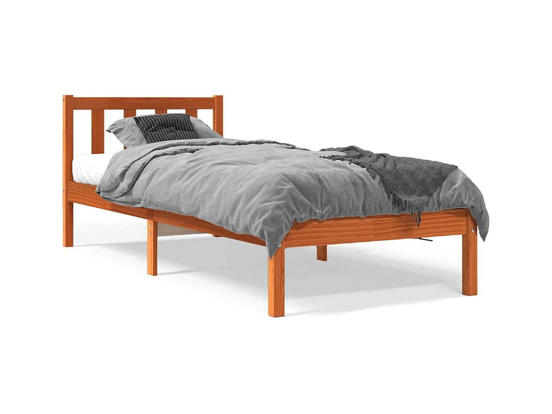 Lit-90x200 cm cire marron bois de pin massif HOQW57286