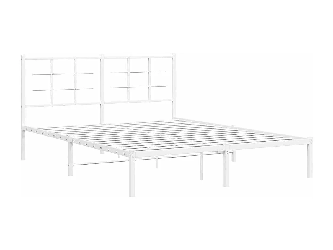 Lit-150x200 cm métal + tête de lit blanc HOQW76851