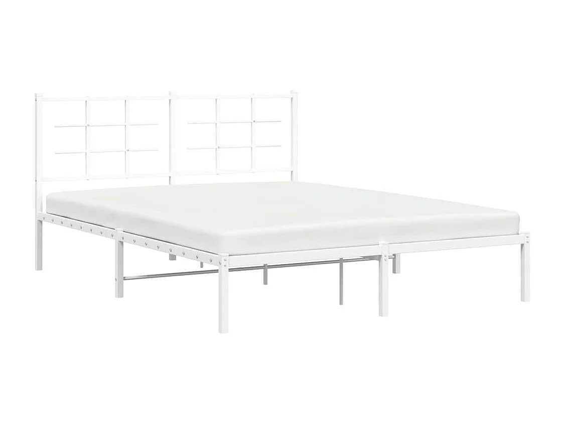 Lit-150x200 cm métal + tête de lit blanc HOQW76851