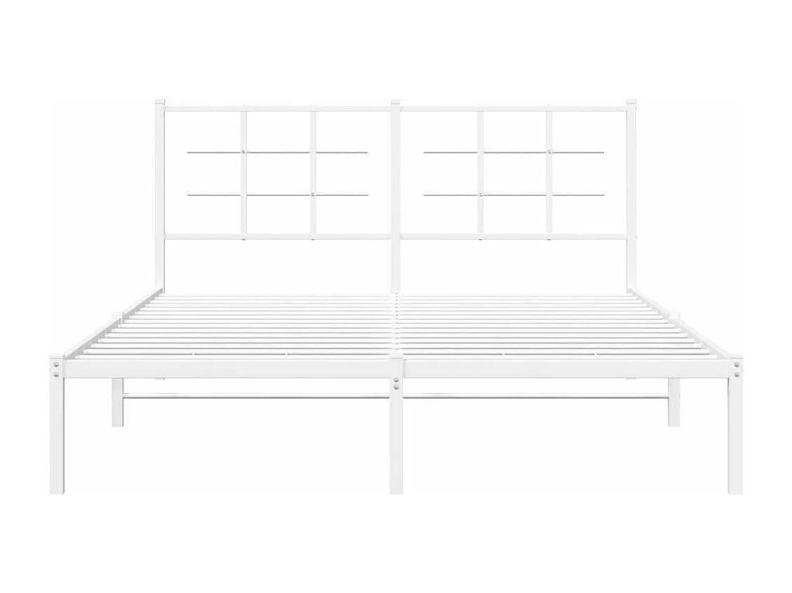 Lit-150x200 cm métal + tête de lit blanc HOQW76851