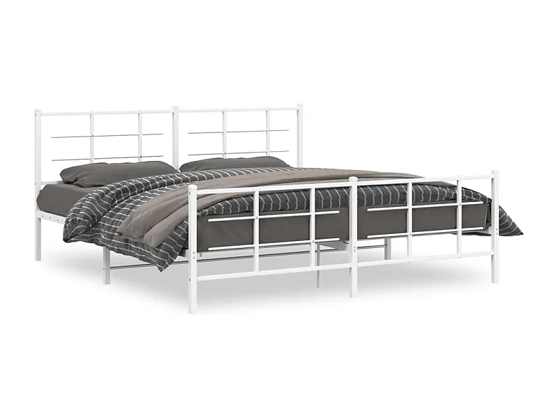 Cama com cabeceira e pés 183x213 cm metal branco PT684055