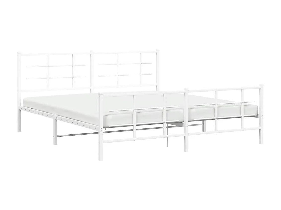 Cama com cabeceira e pés 183x213 cm metal branco PT684055