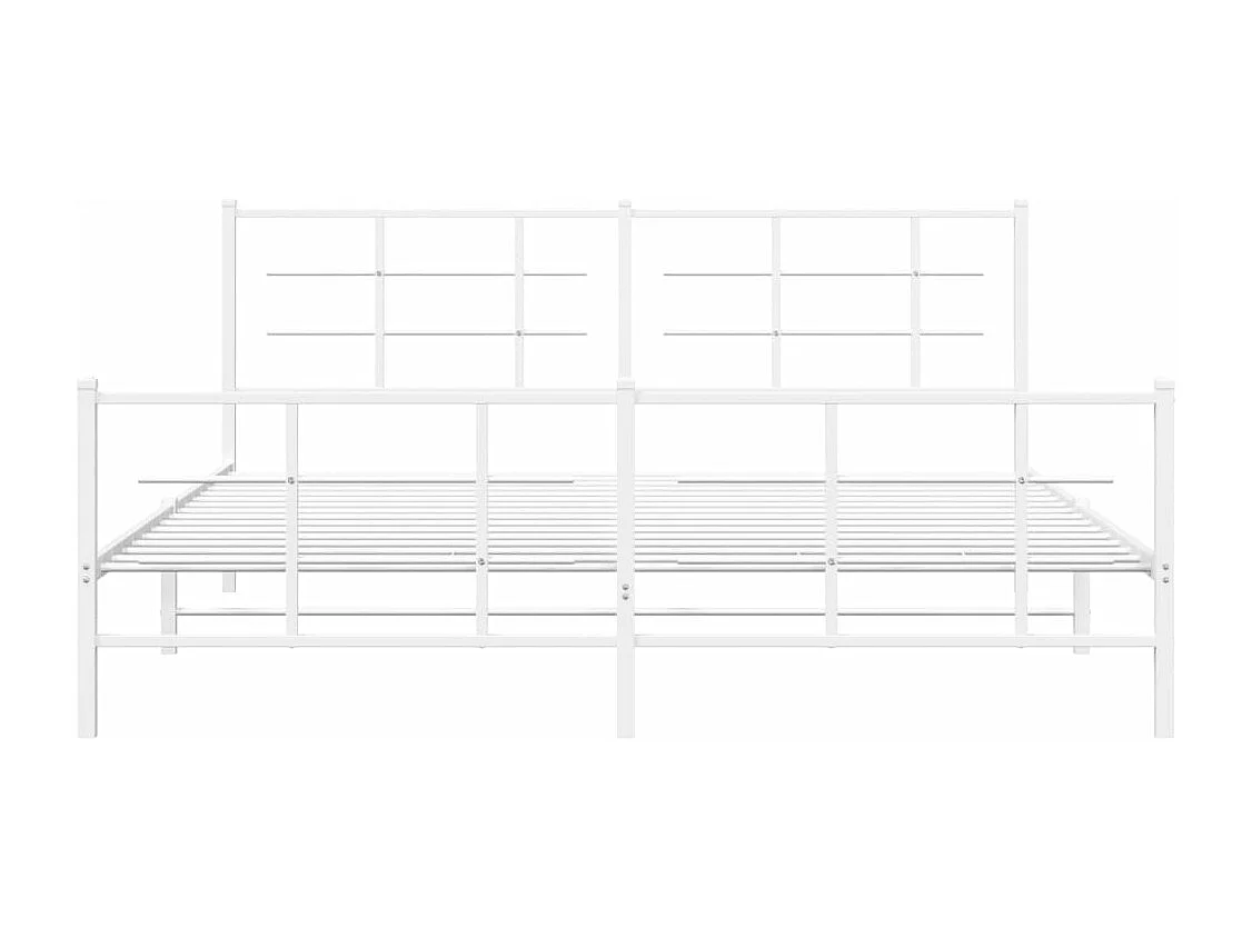 Cama com cabeceira e pés 183x213 cm metal branco PT684055