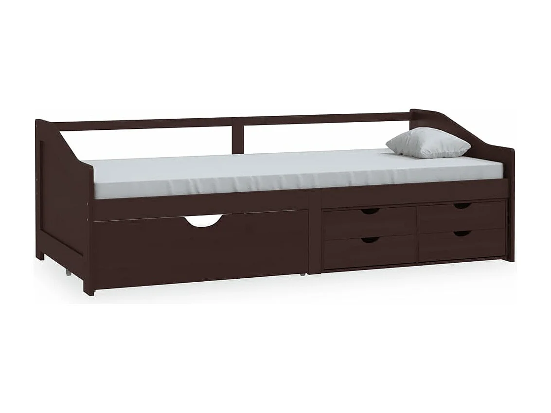 Tagesbett,Sofabett 3-Sitzer Schubladen Dunkelbraun Kiefernholz 90x200 cm -gkd16858