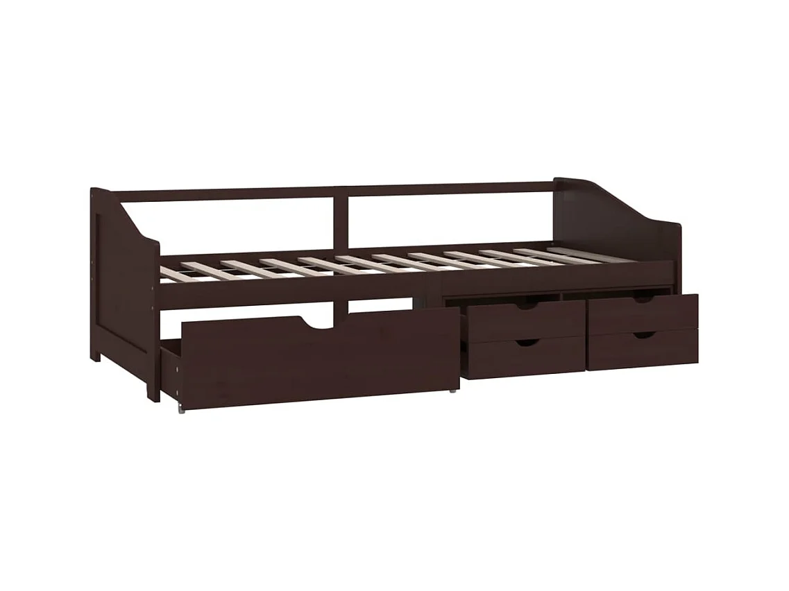 Tagesbett,Sofabett 3-Sitzer Schubladen Dunkelbraun Kiefernholz 90x200 cm -gkd16858