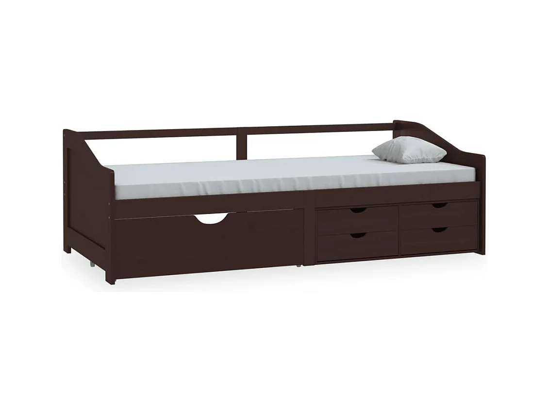Cama de solteiro 3 lugares c/ gavetas 90x200 cm pinho castanho-escuro PT334144