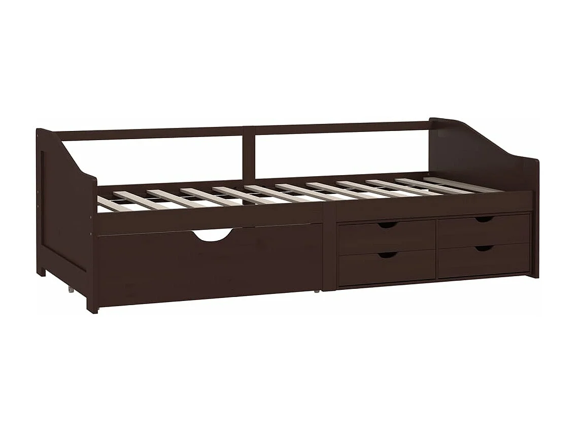 Lit-90x200 cm de repos 3 places à tiroirs Marron foncé Pin HOQW60682