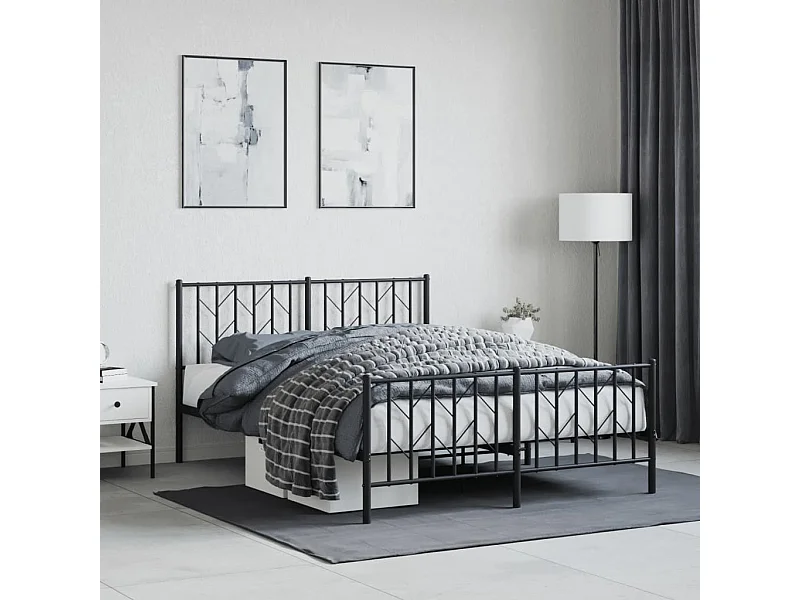 Bedframe met hoofd- en voeteneinde metaal zwart 135x190 cm NL17061