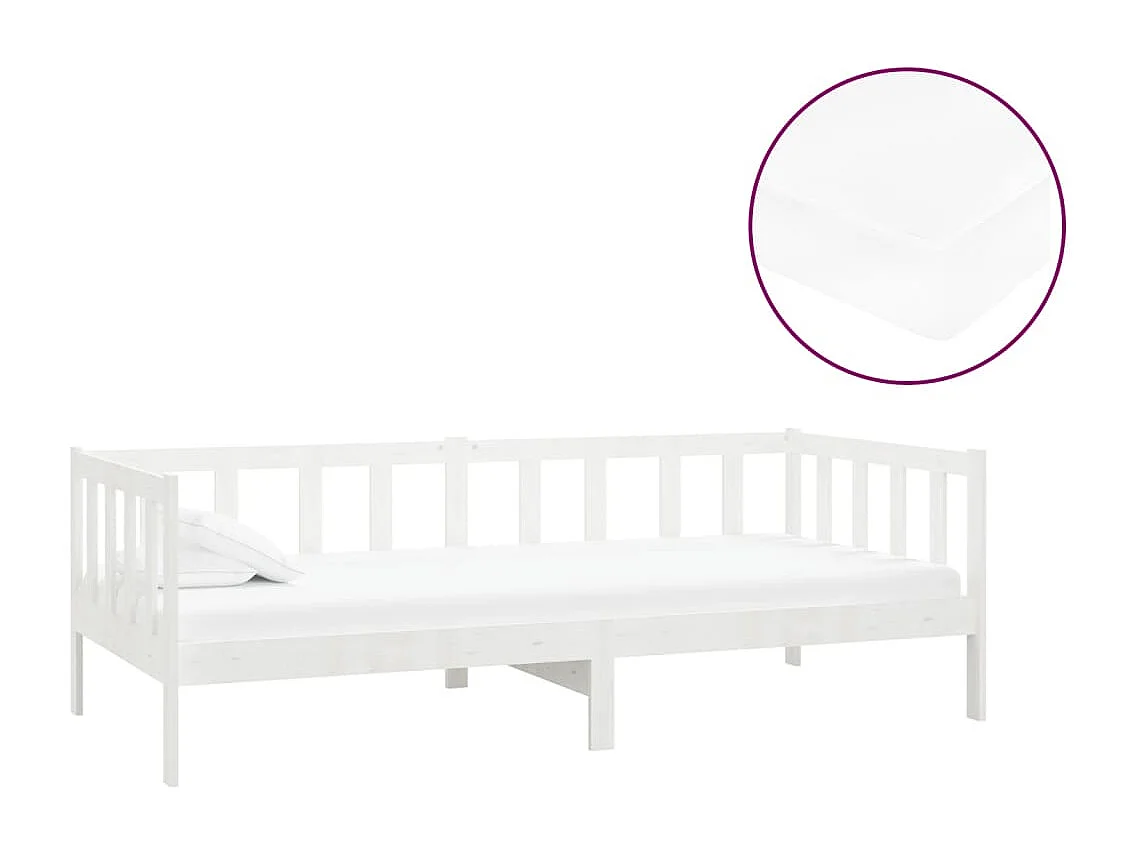 Tagesbett,Sofabett mit Matratze 90x200 cm Weiß Kiefer Massivholz -gkd54845
