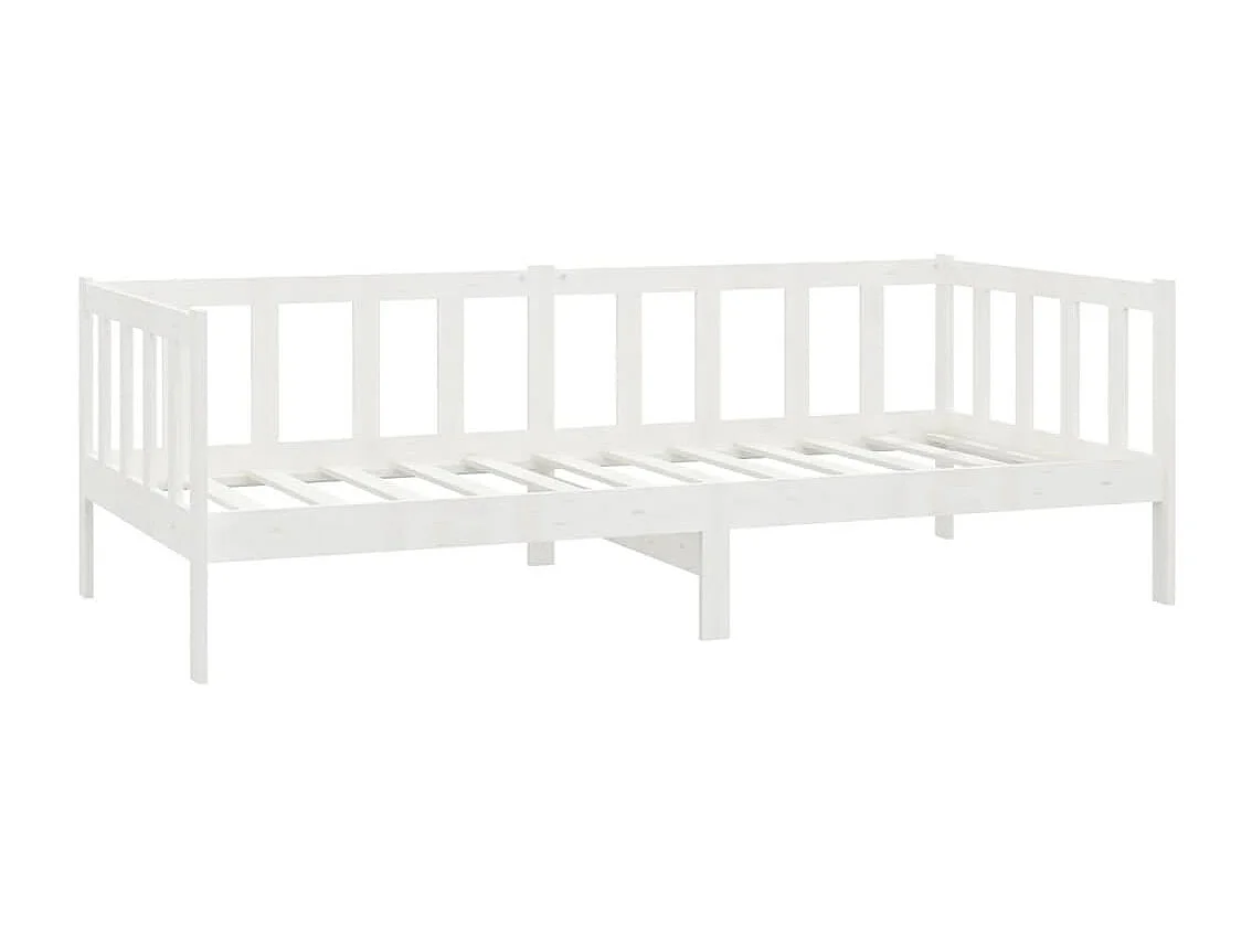 Cama de solteiro com colchão 90x200 cm pinho maciço branco PT641504