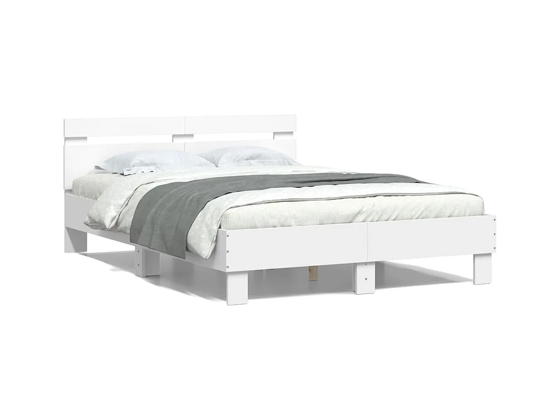 Lit-120x190 cm + tête de lit blanc bois d'ingénierie HOQW92445