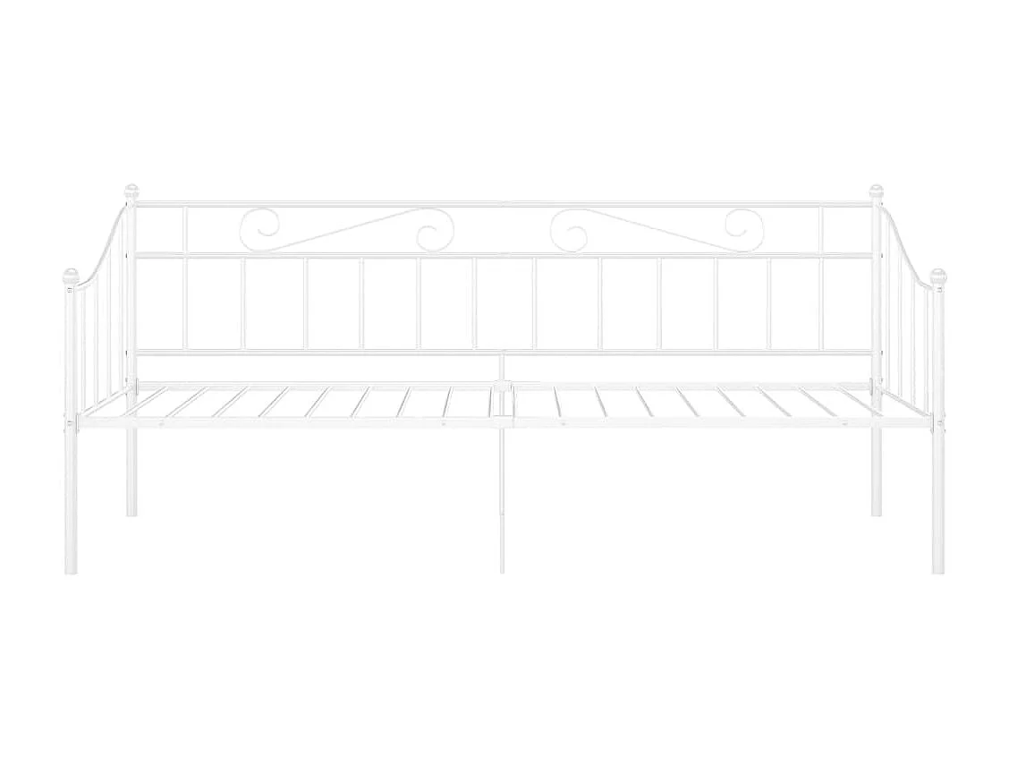 Cama de solteiro 90x200 cm metal branco PT253209