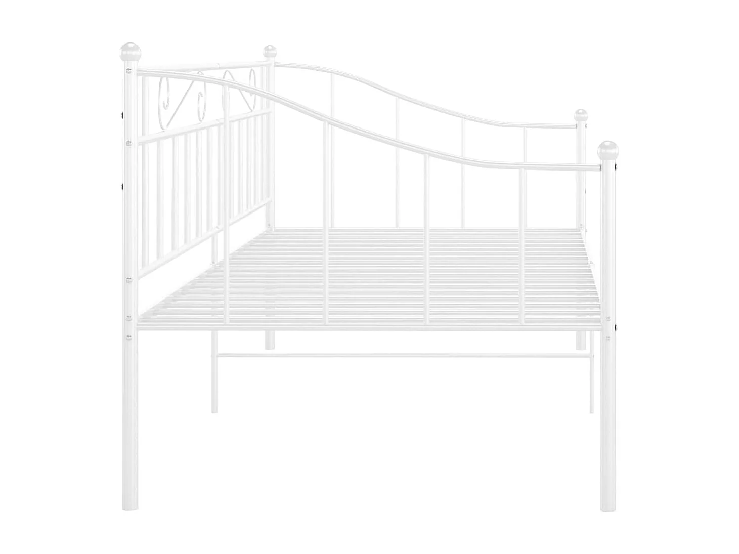 Cama de solteiro 90x200 cm metal branco PT253209