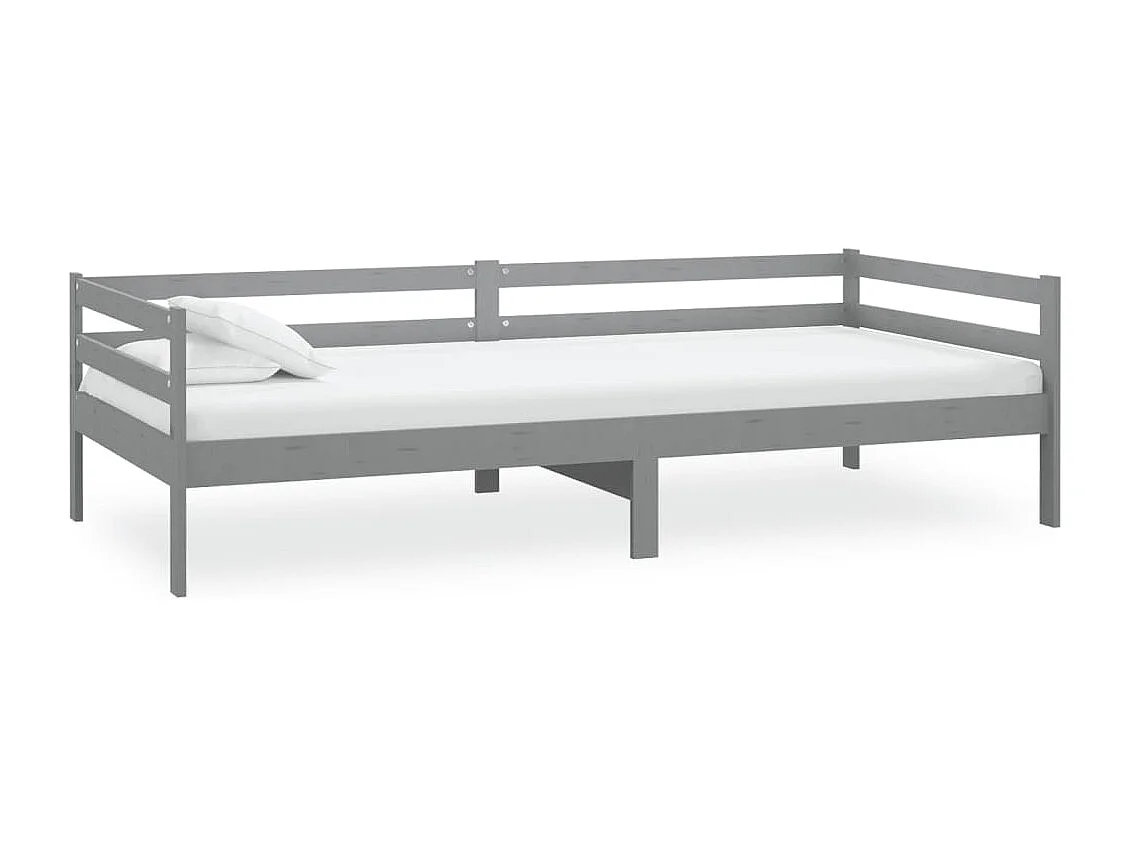 Lit-90x200 cm de repos + matelas Gris Bois de pin massif HOQW57095
