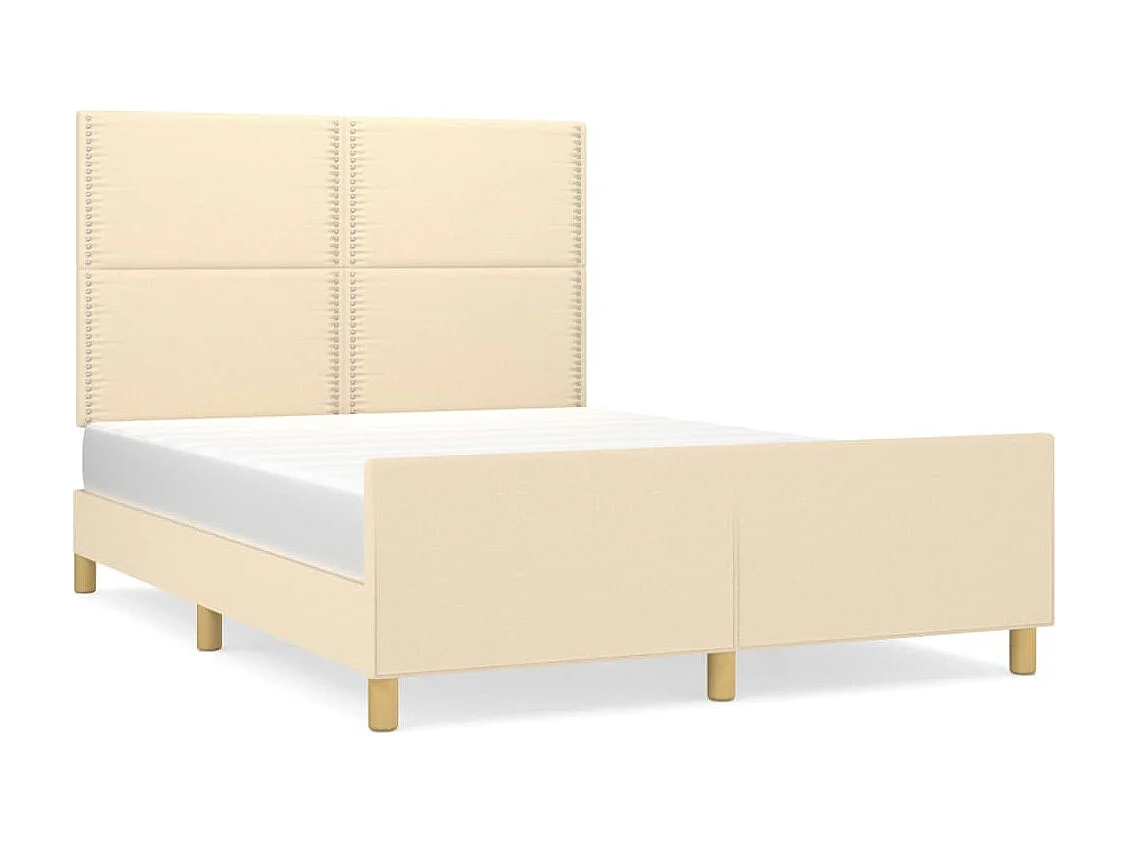 Lit-140x190 cm + tête de lit Crème Tissu HOQW88280