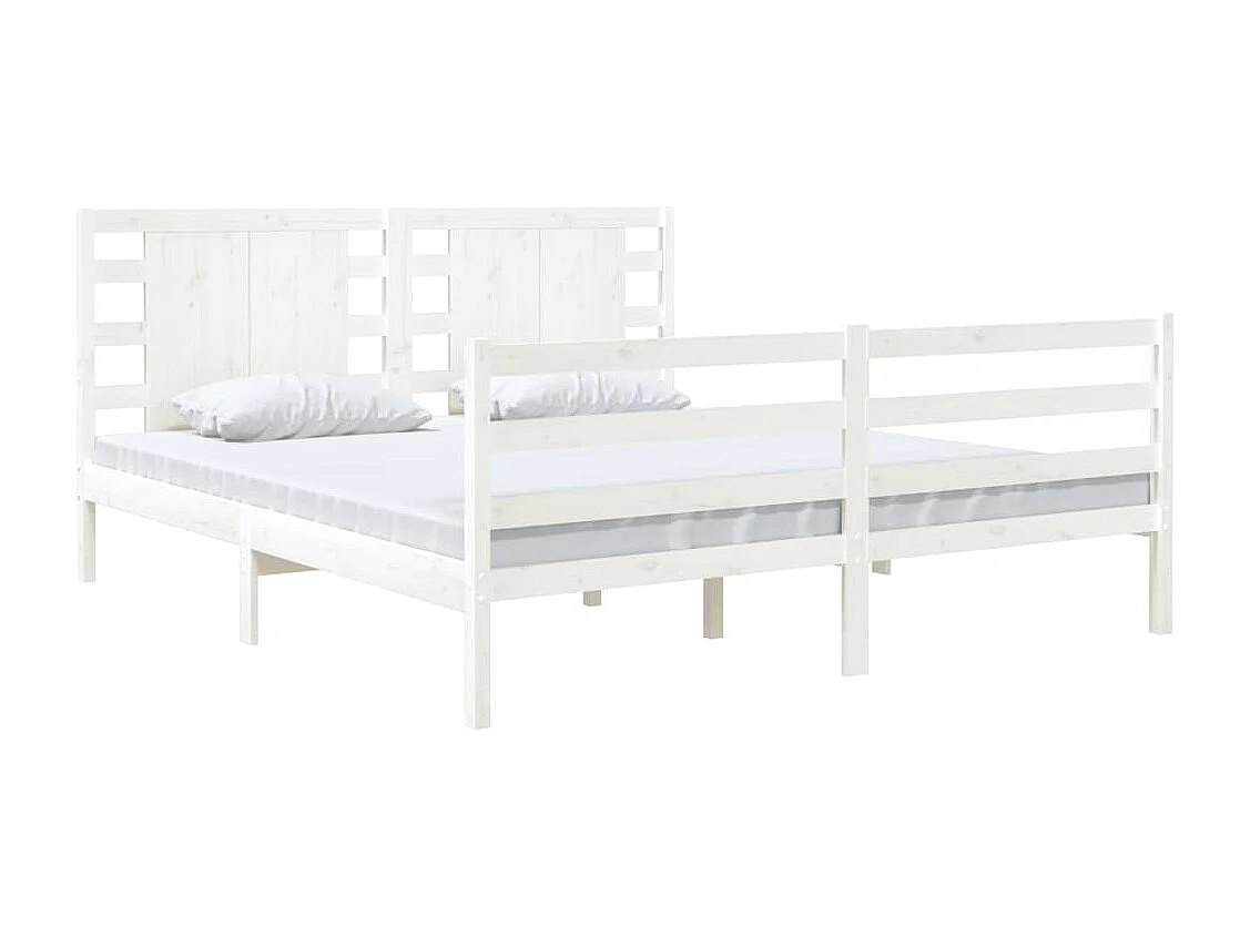 Lit-150x200 cm Blanc Bois de pin massif Très grand HOQW74538