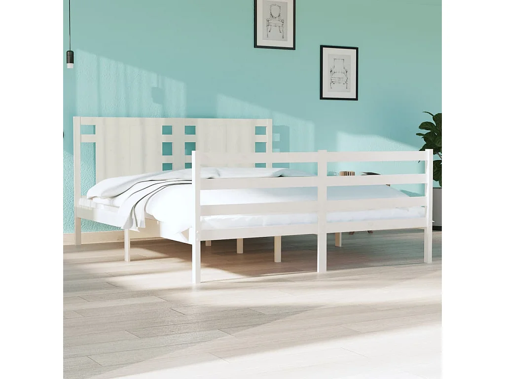 Cama -150x200 cm madera maciza de pino blanca YOE41417