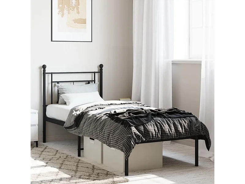 Cama com cabeceira 80x200 cm metal preto PT106964