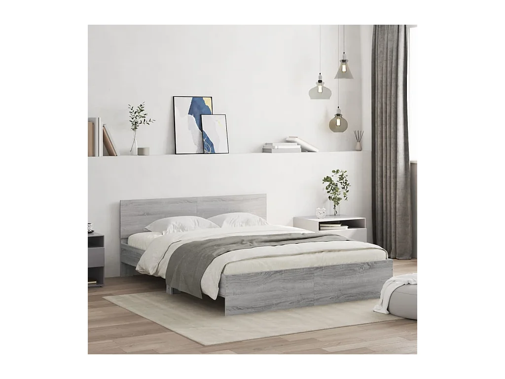 Cama -150x200 cm con cabecero gris Sonoma YOE13576
