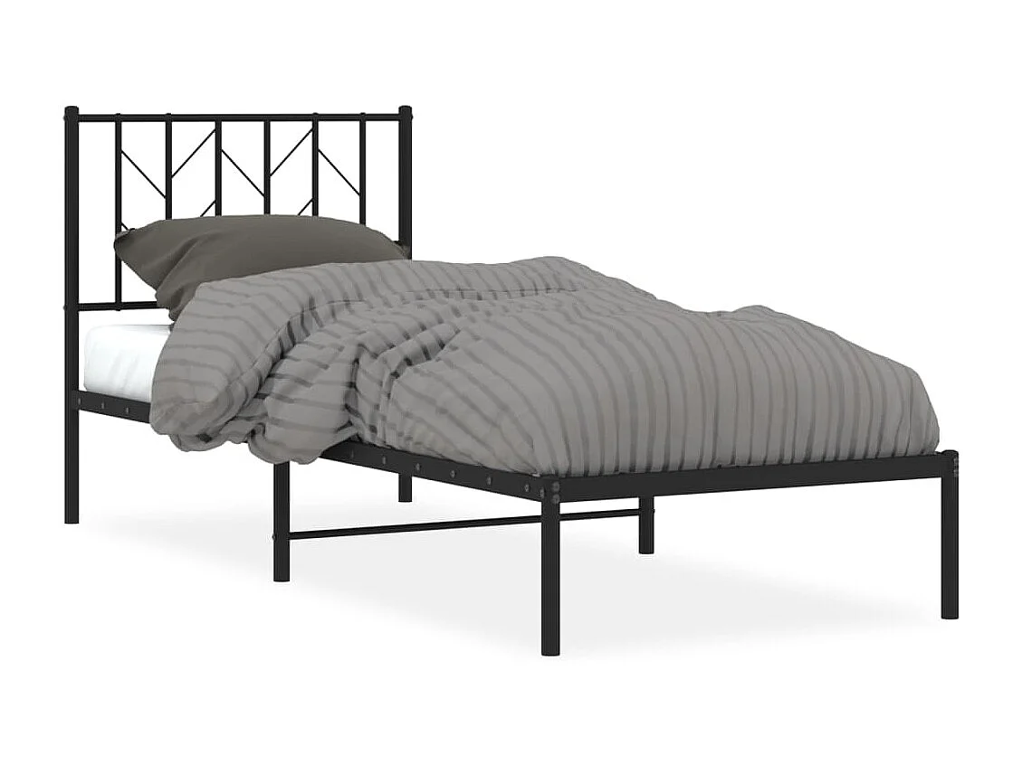 Lit-80x200 cm métal + tête de lit noir HOQW64894