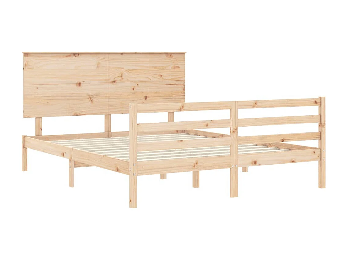 Lit-150x200 cm + tête de lit King Size bois massif HOQW63255