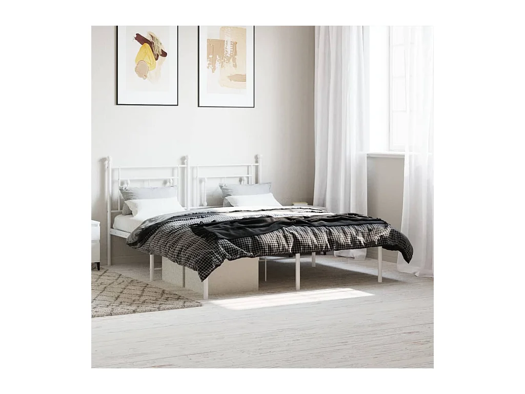 Bedframe met hoofdbord metaal wit 150x200 cm NL89792