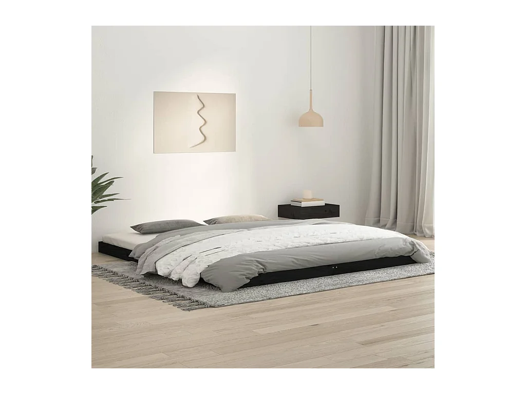 Bedframe massief grenenhout zwart 180x200 cm NL61511