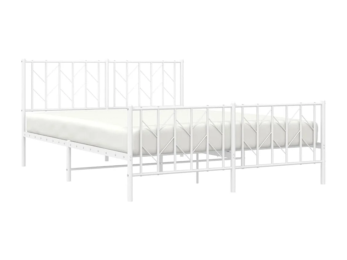 Cama -150x200 cm metal con cabecero y estribo blanco YOE53461