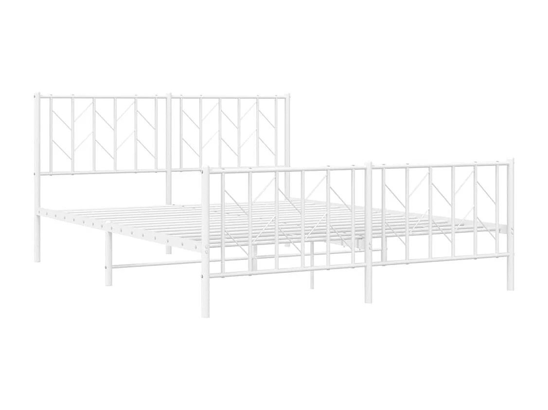 Cama -150x200 cm metal con cabecero y estribo blanco YOE53461