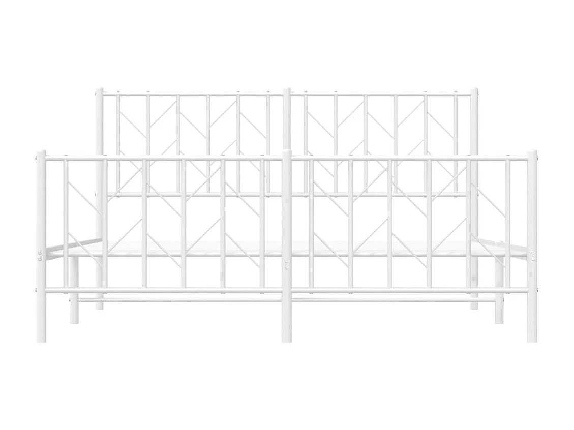 Lit-150x200 cm métal + tête de lit/pied de lit blanc HOQW59630