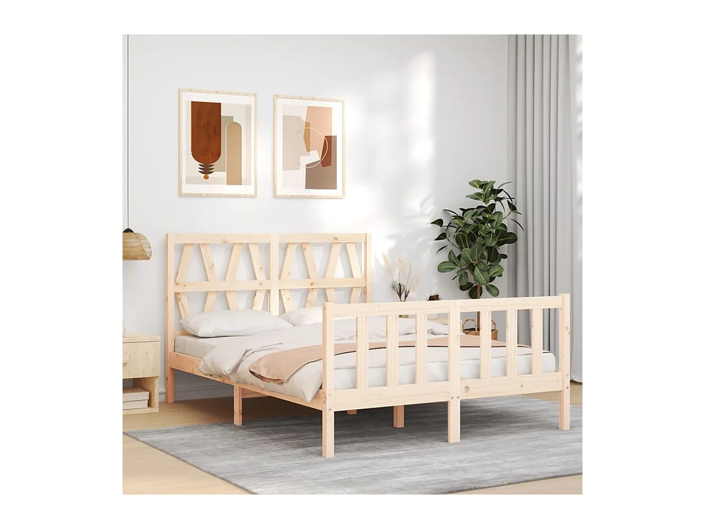 Cama -120x200 cm con cabecero madera maciza YOE47480