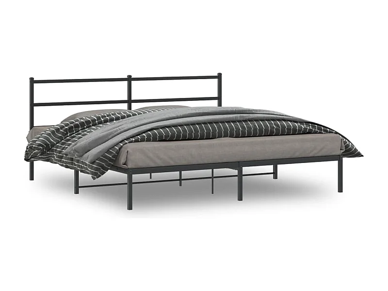 Cama com cabeceira 193x203 cm metal preto PT476755