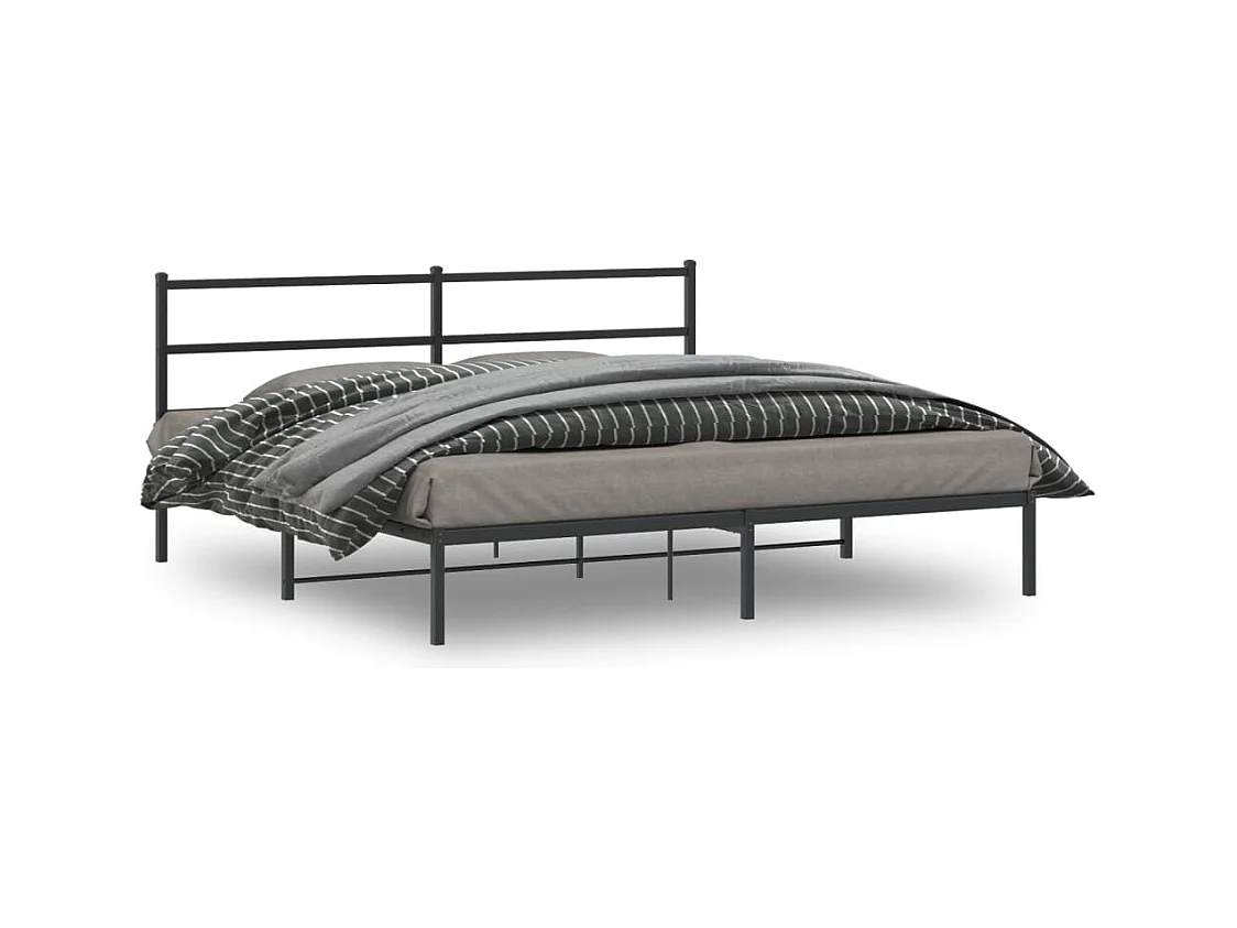 Bedframe met hoofdbord metaal zwart 193x203 cm NL48330