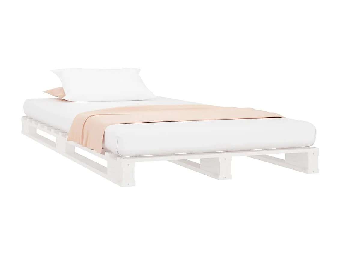 Cama de paletes de solteiro 90x190 cm pinho maciço branco PT146372