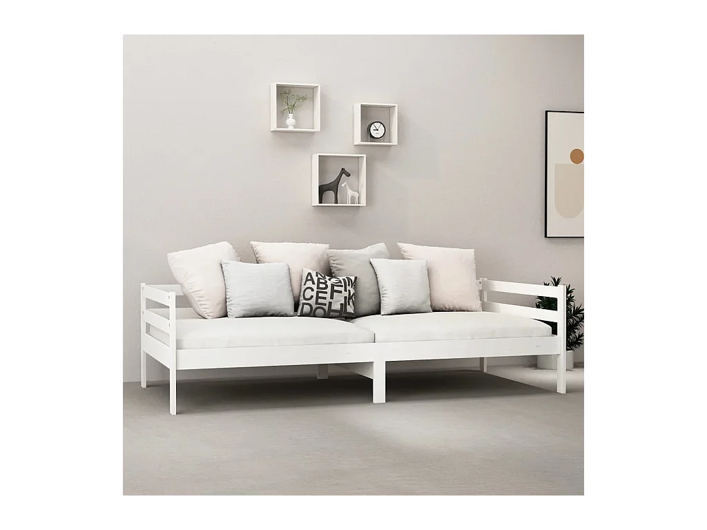 Lit-90x200 cm de repos + matelas Blanc Bois de pin massif HOQW77794