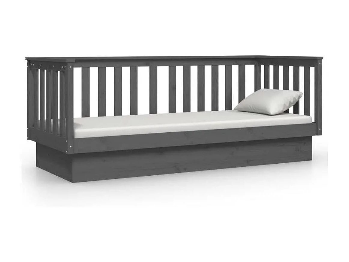 Lit-90x190 cm de jour Gris Bois de pin massif HOQW47221