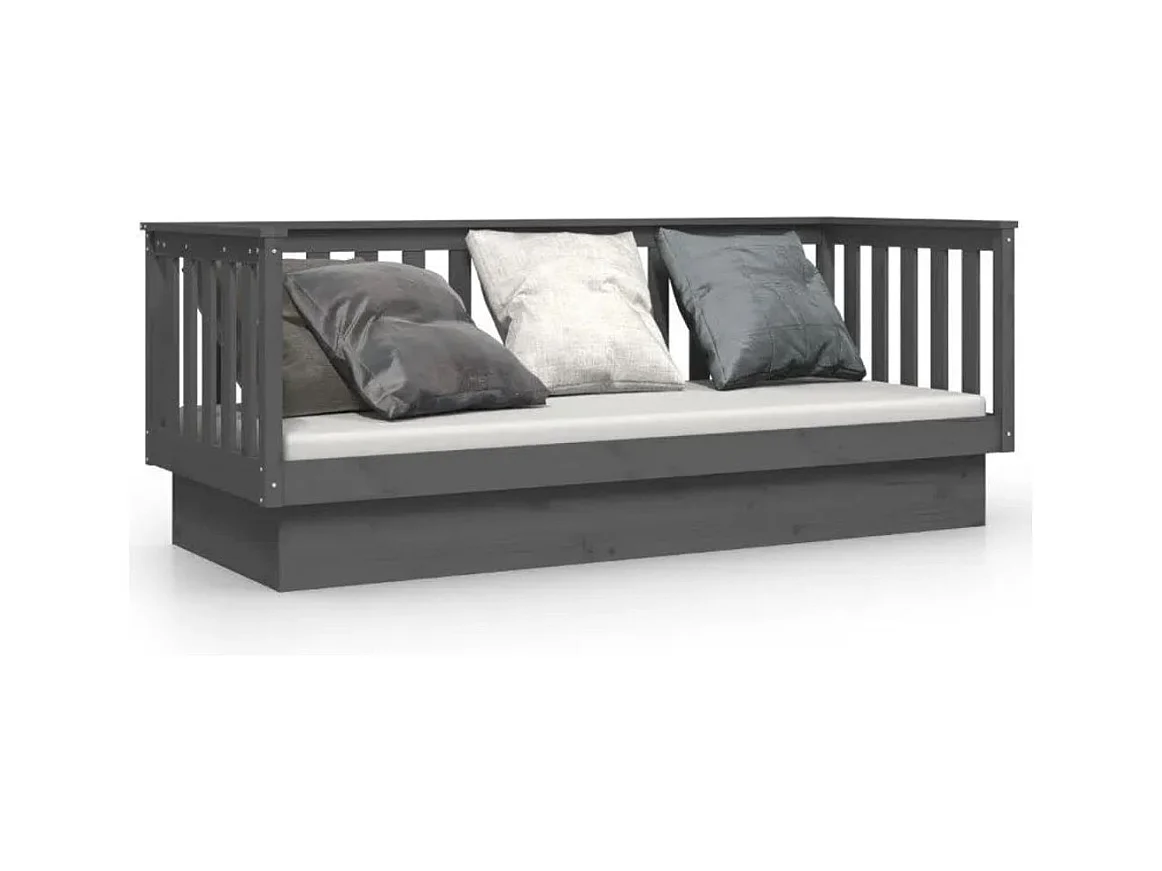 Slaapbank 90x190 cm massief grenenhout grijs NL79988