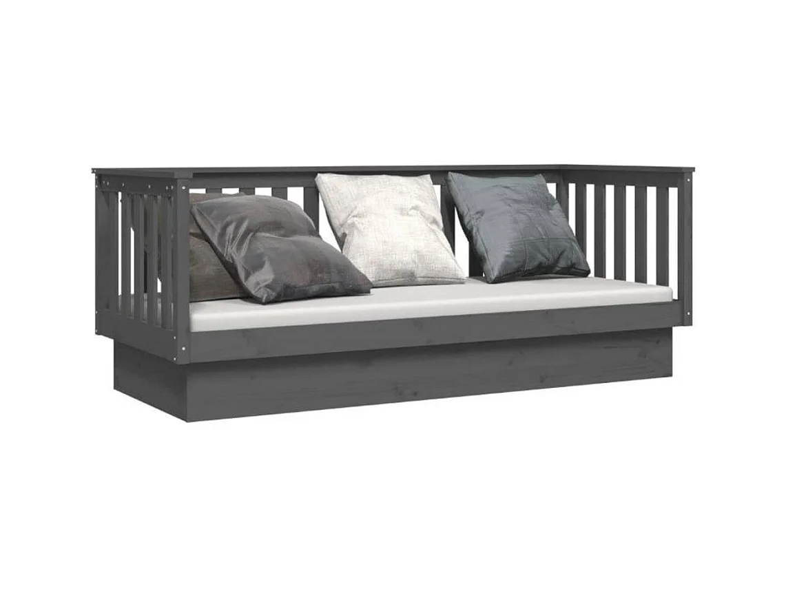 Slaapbank 90x190 cm massief grenenhout grijs NL79988