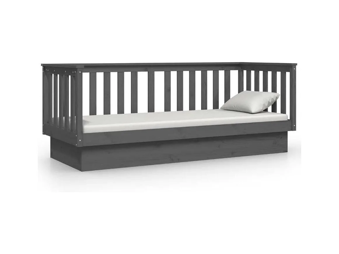 Slaapbank 90x190 cm massief grenenhout grijs NL79988