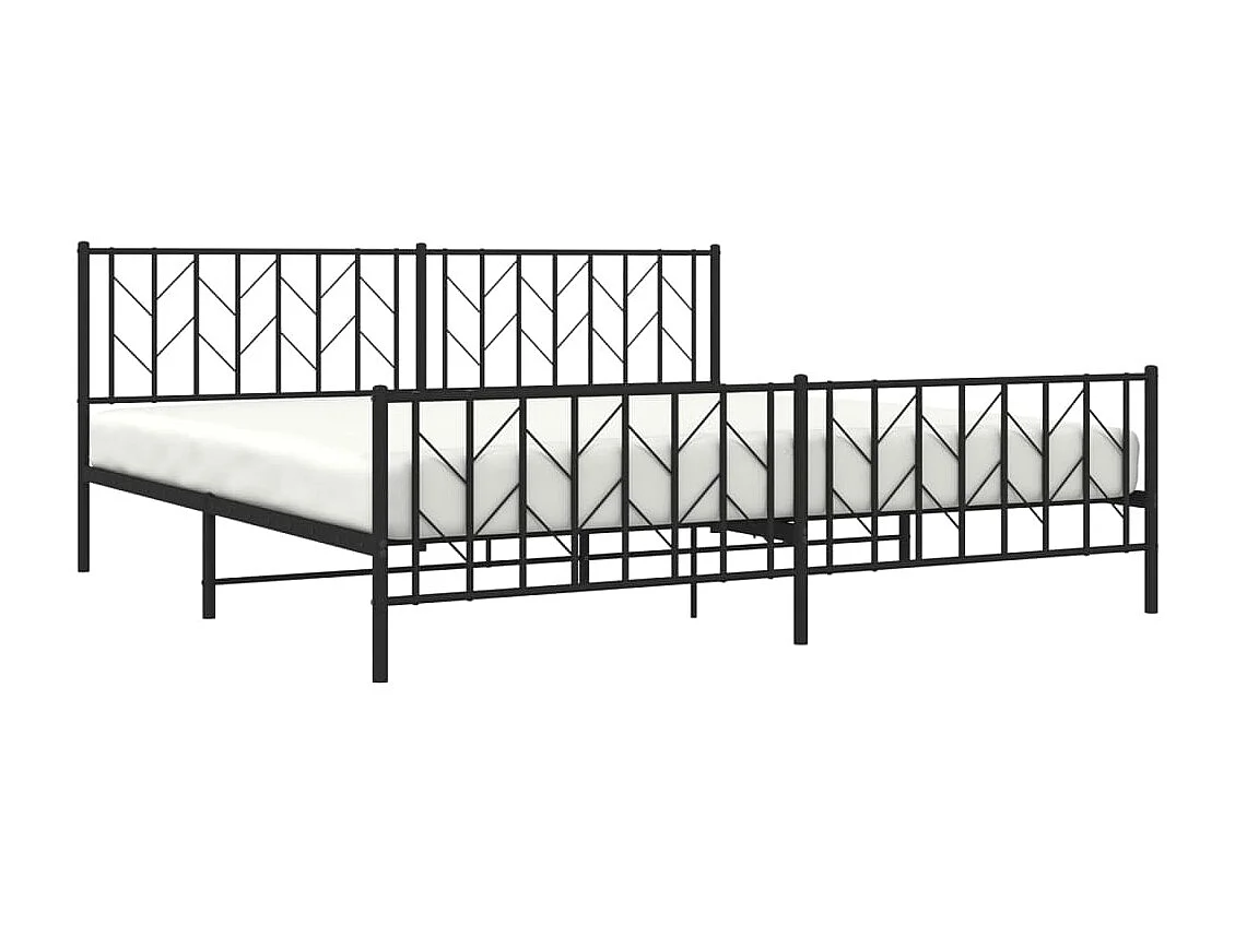 Cama com cabeceira e pés 200x200 cm metal preto PT980022