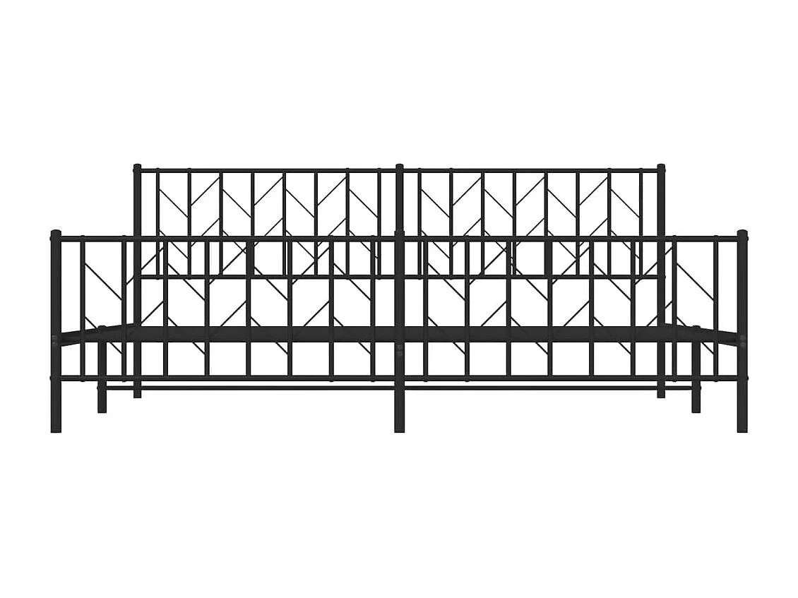 Lit-200x200 cm métal + tête de lit/pied de lit noir HOQW34757