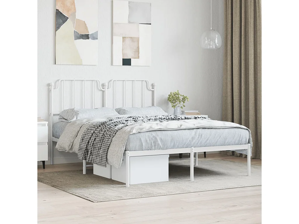 Cama com cabeceira 135x190 cm metal branco PT981571