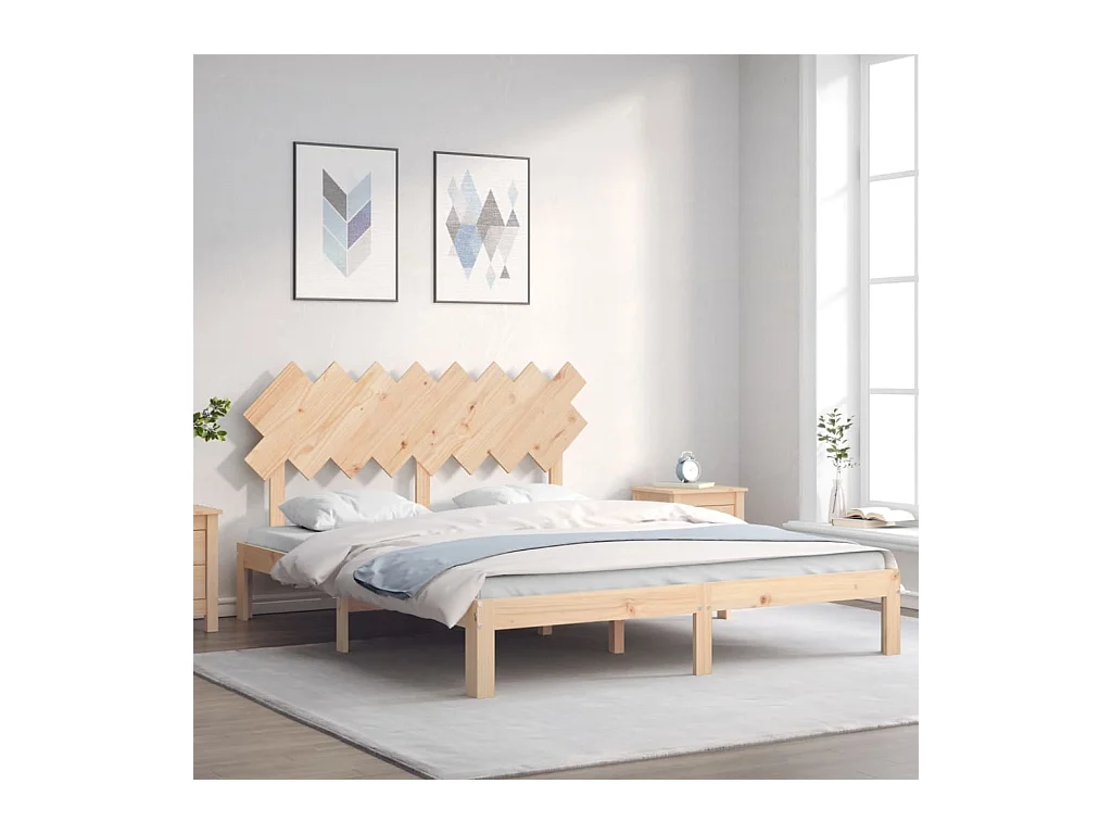 Lit-160x200 cm + tête de lit bois massif HOQW30246