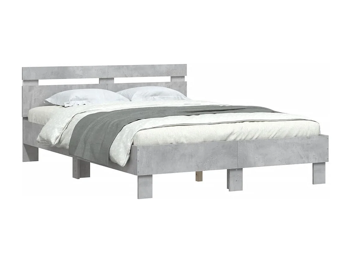 Lit-120x200 cm + tête de lit et LED gris béton HOQW75719
