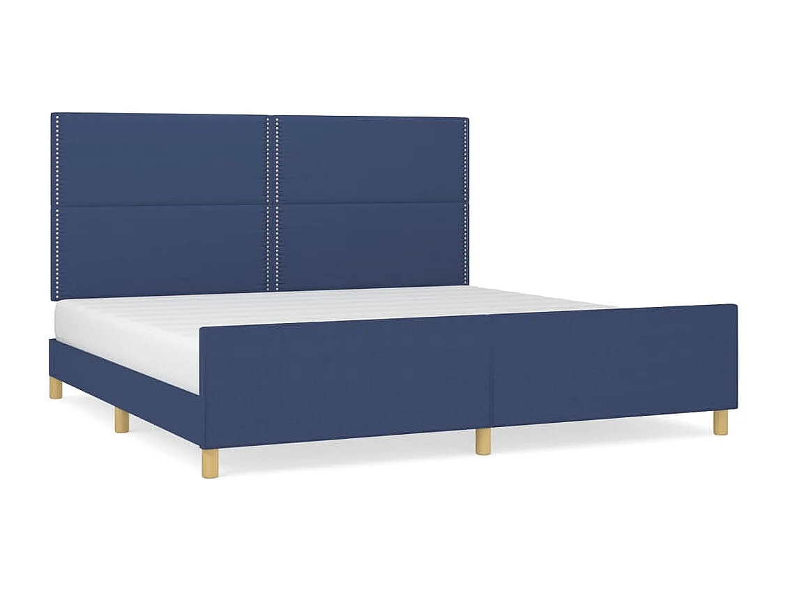 Cama com cabeceira 200x200 cm tecido azul PT583016