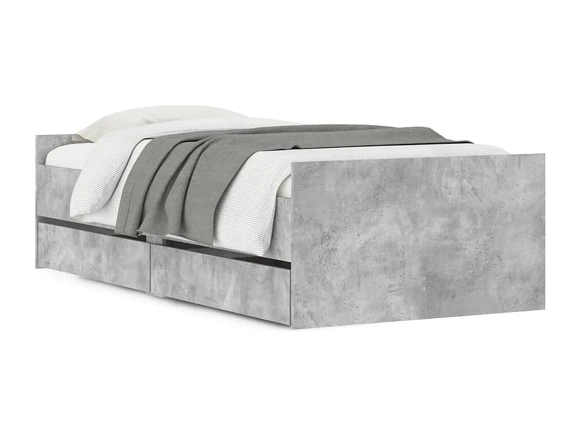 Lit-75x190 cm + tiroirs gris béton HOQW16133
