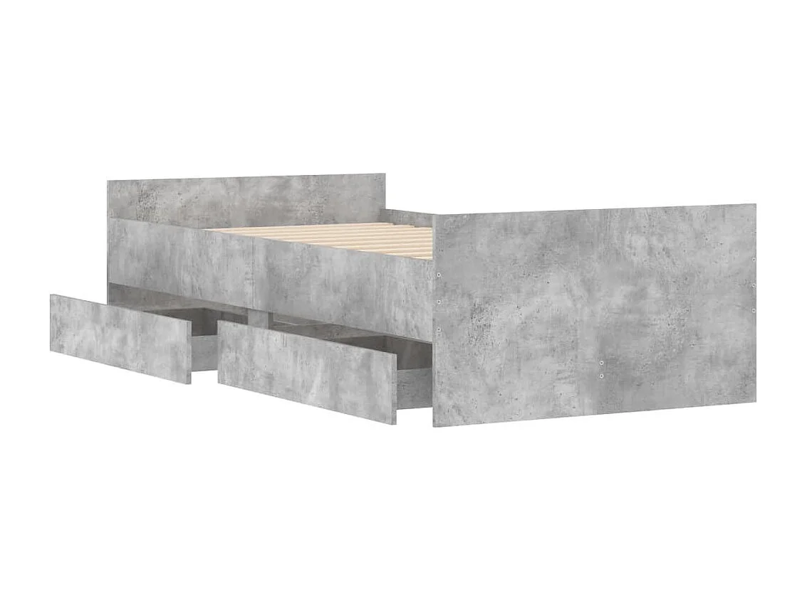 Lit-75x190 cm + tiroirs gris béton HOQW16133