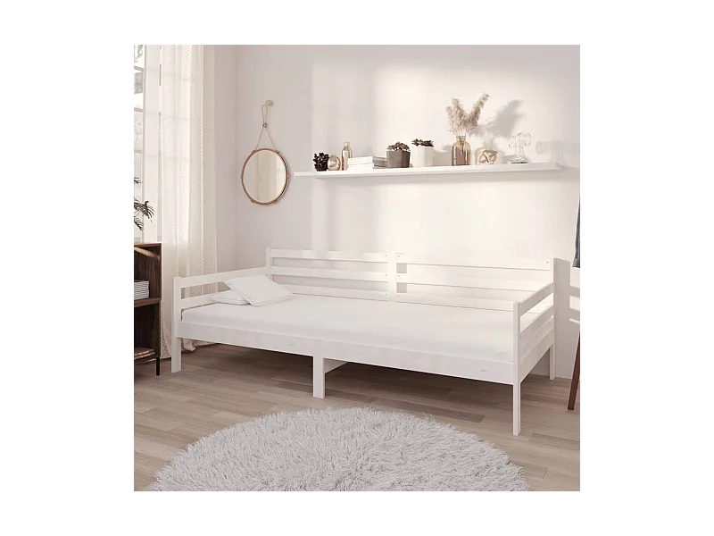 Tagesbett,Sofabett mit Matratze 90x200 cm Weiß Kiefer Massivholz -gkd63238