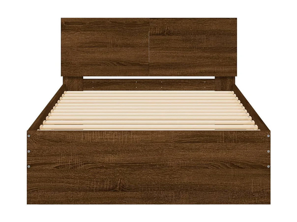 Cama c/ cabeceira derivados madeira carvalho castanho PT501451