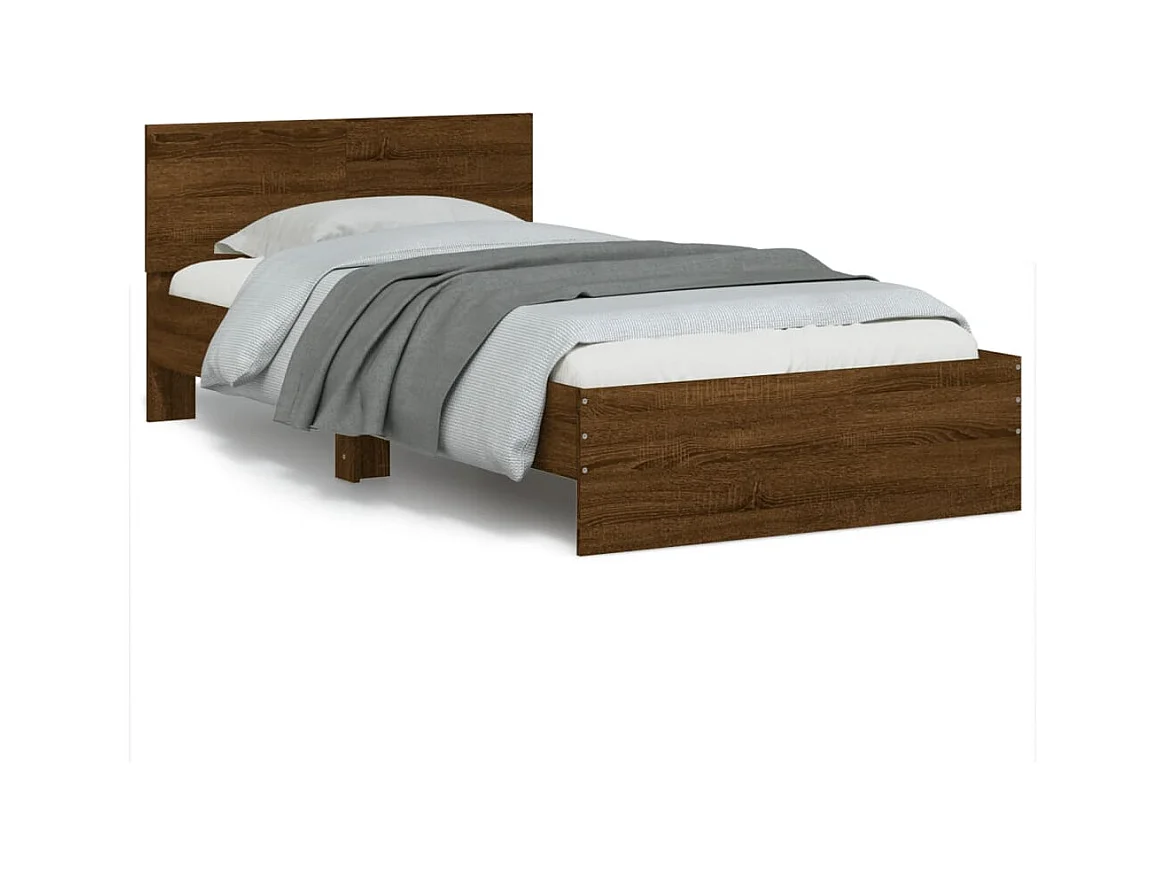Lit-100x200 cm + tête de lit chêne marron HOQW69305